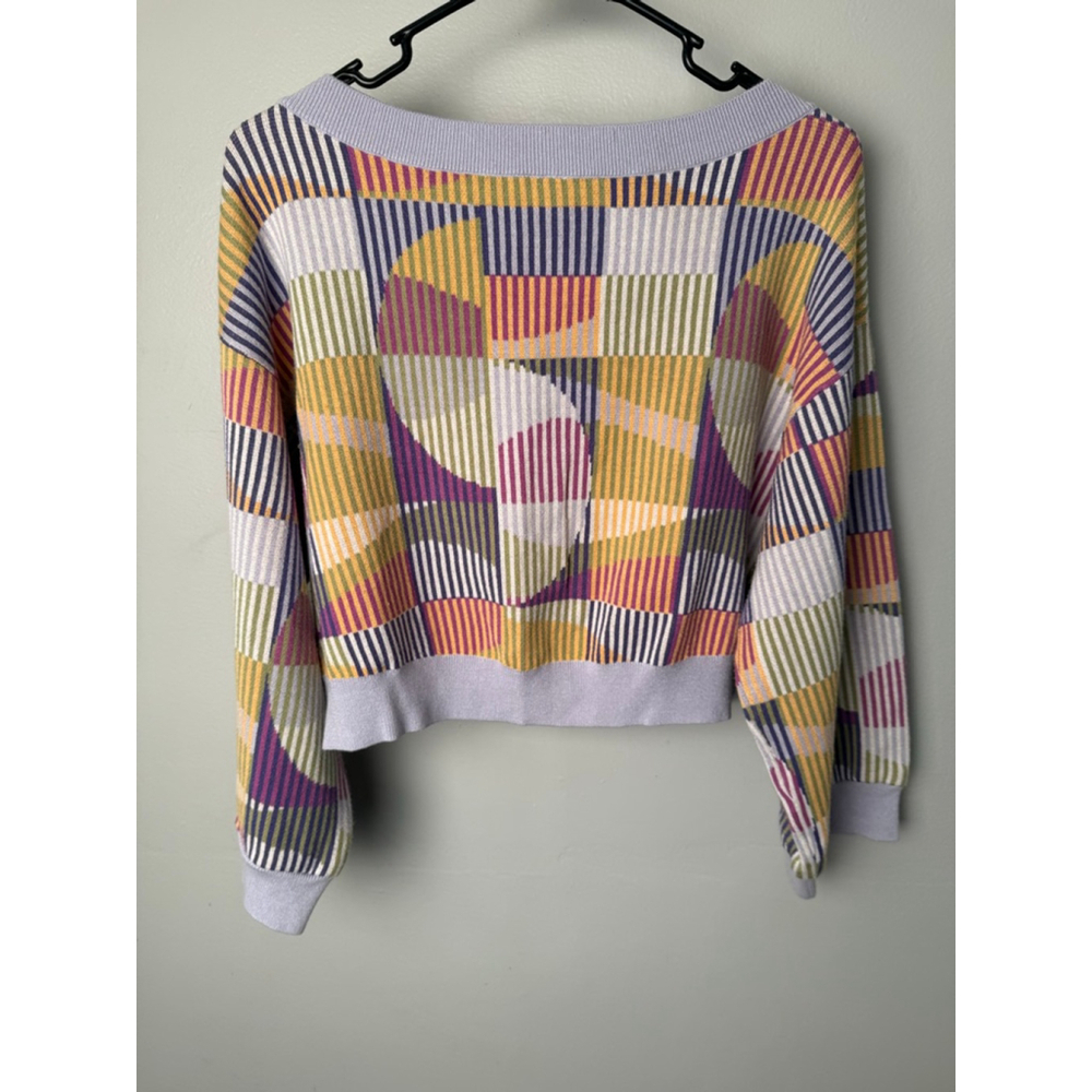 Fabletics Multicolor Lavender Geometric Crew Neck… - image 5